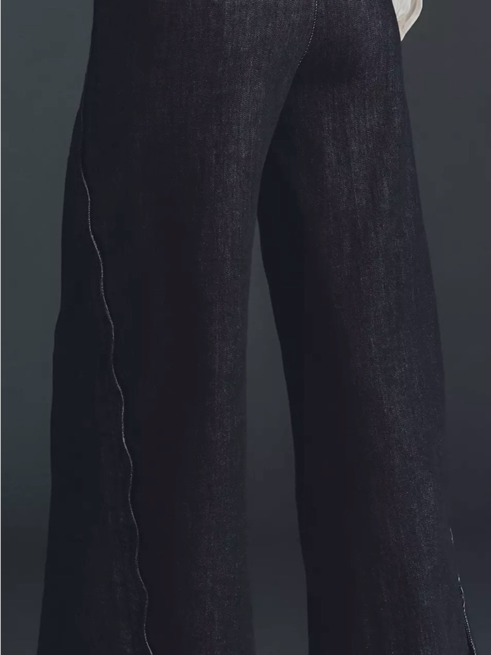 Maeve Black Scallop High-Rise Wide-Leg Jeans - Picture 2 of 3